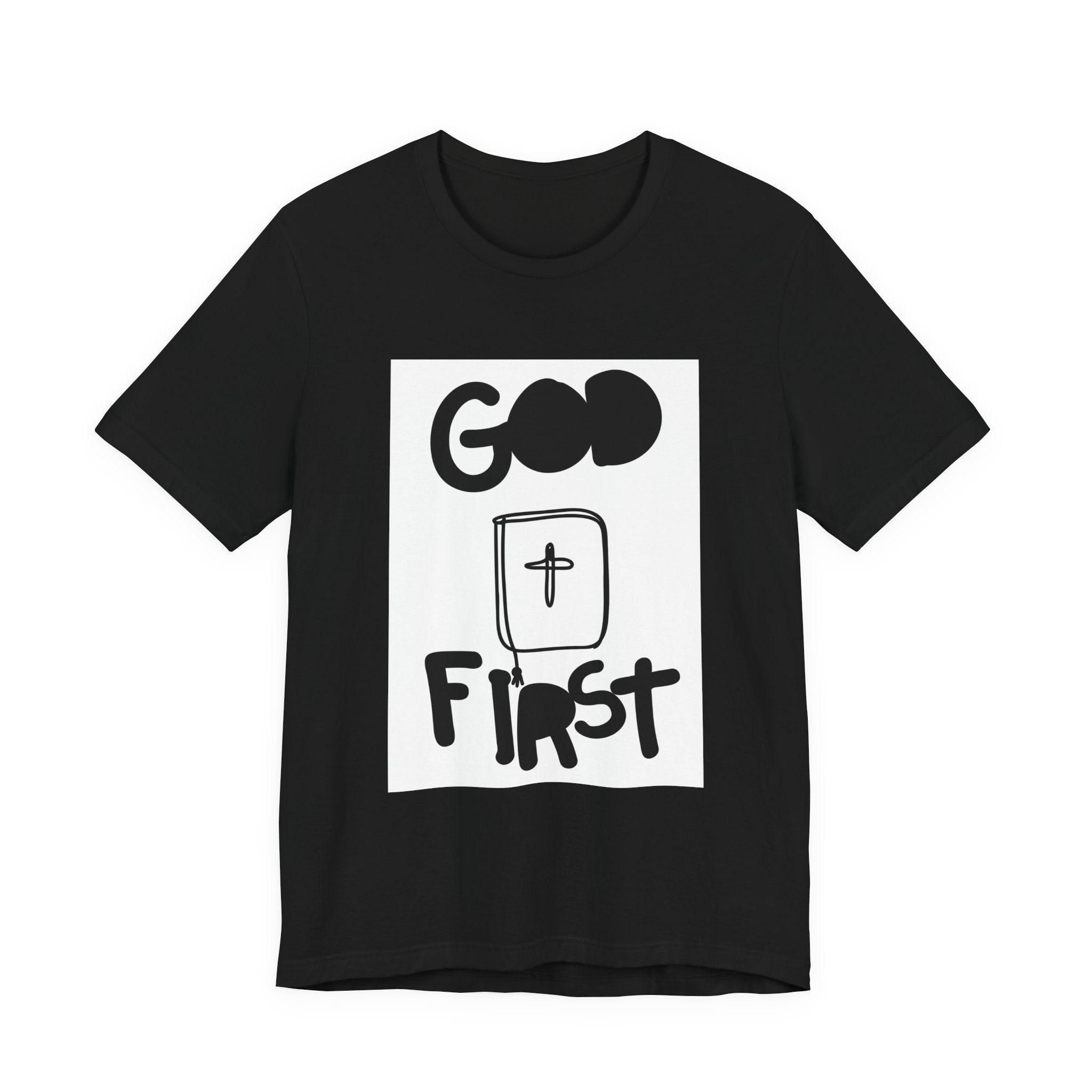 God First Tee — Inspirational Christian Shirt with Bible Cross Graphic