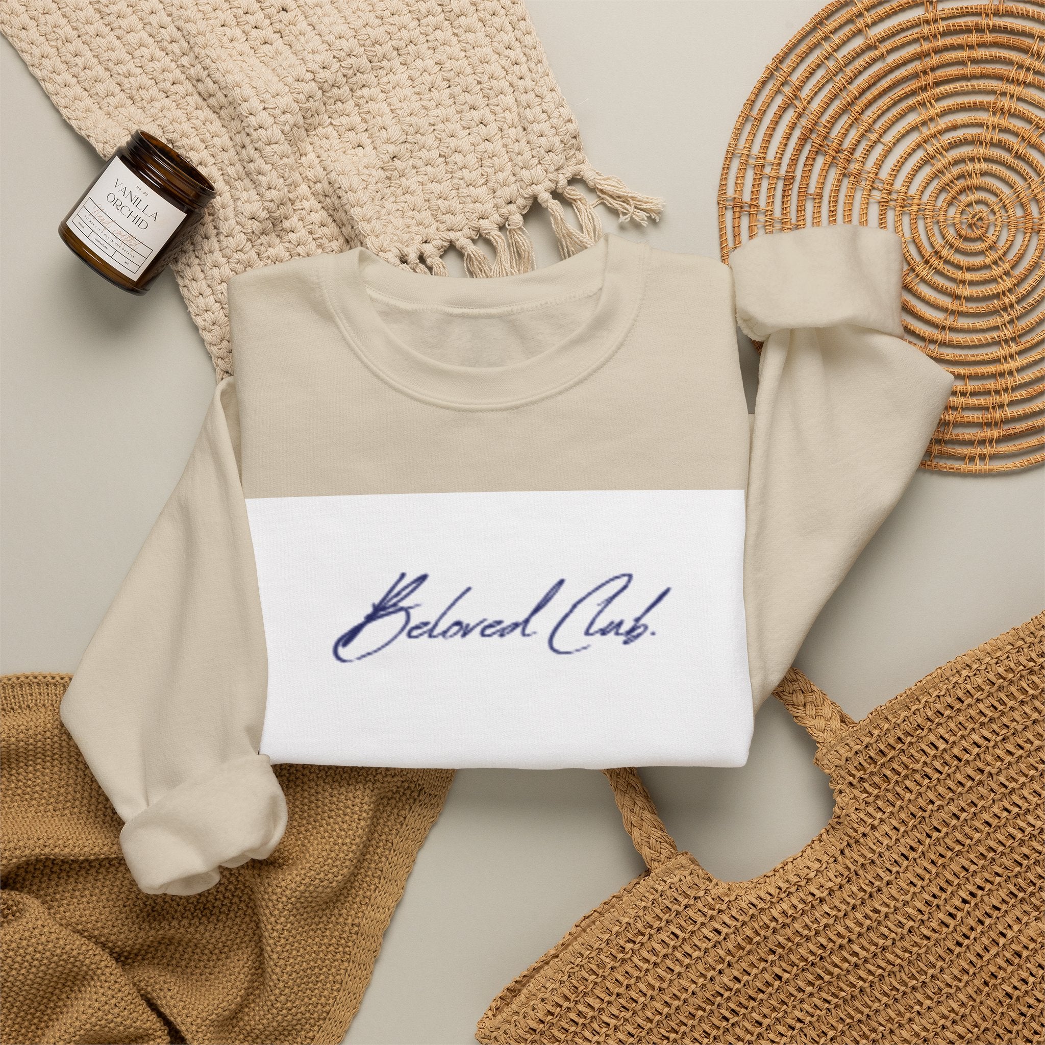 Crewneck Sweatshirt - 'Beloved Child' Script Logo Minimalist Pullover