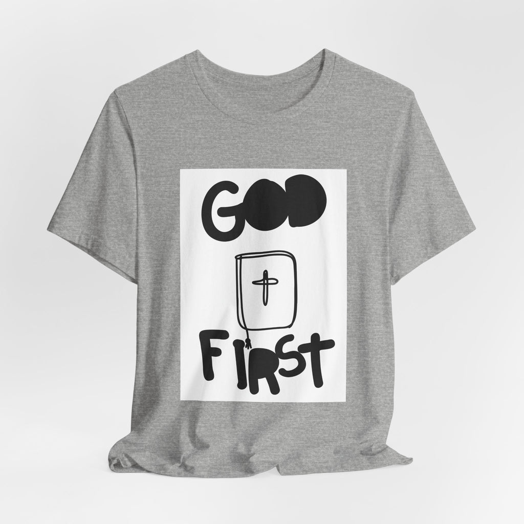God First Tee — Inspirational Christian Shirt with Bible Cross Graphic