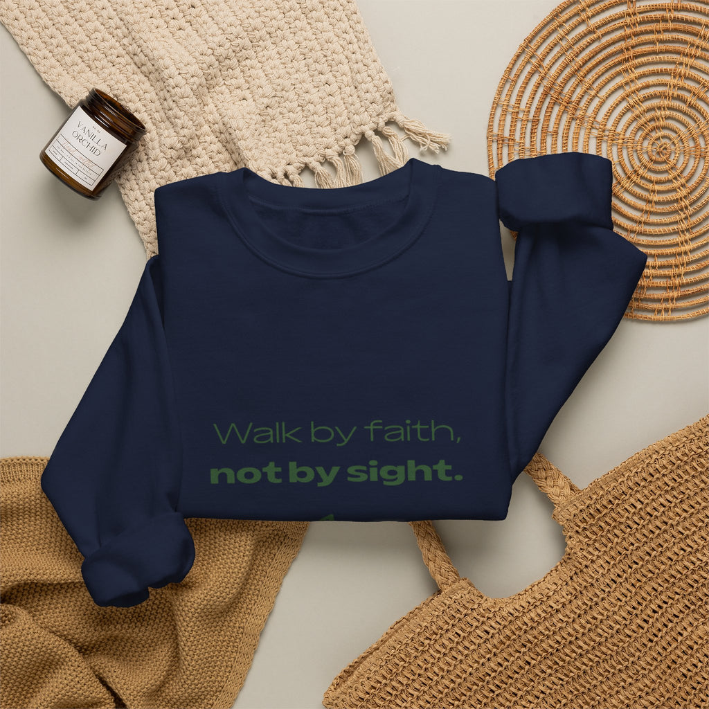 Inspirational Sweatshirt - "Walk by faith, not by sight" Mountain Crewneck