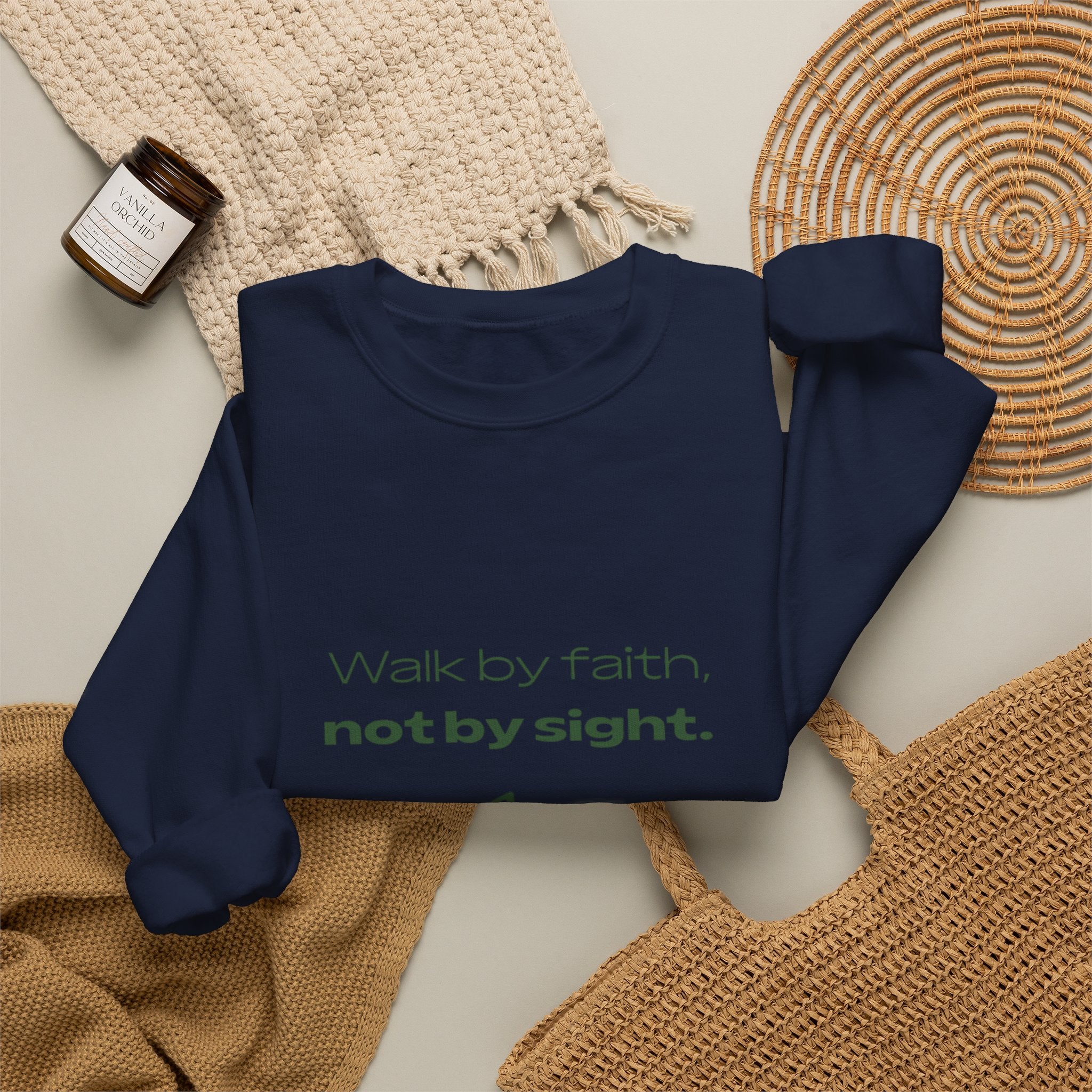 Inspirational Sweatshirt - "Walk by faith, not by sight" Mountain Crewneck