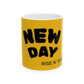 New Day Coffee Mug – "Rise N' Shine" Yellow Ceramic Mug (11oz, 15oz)