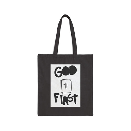 Faith 'God First' Canvas Tote Bag — Christian Grocery & Church Book Bag