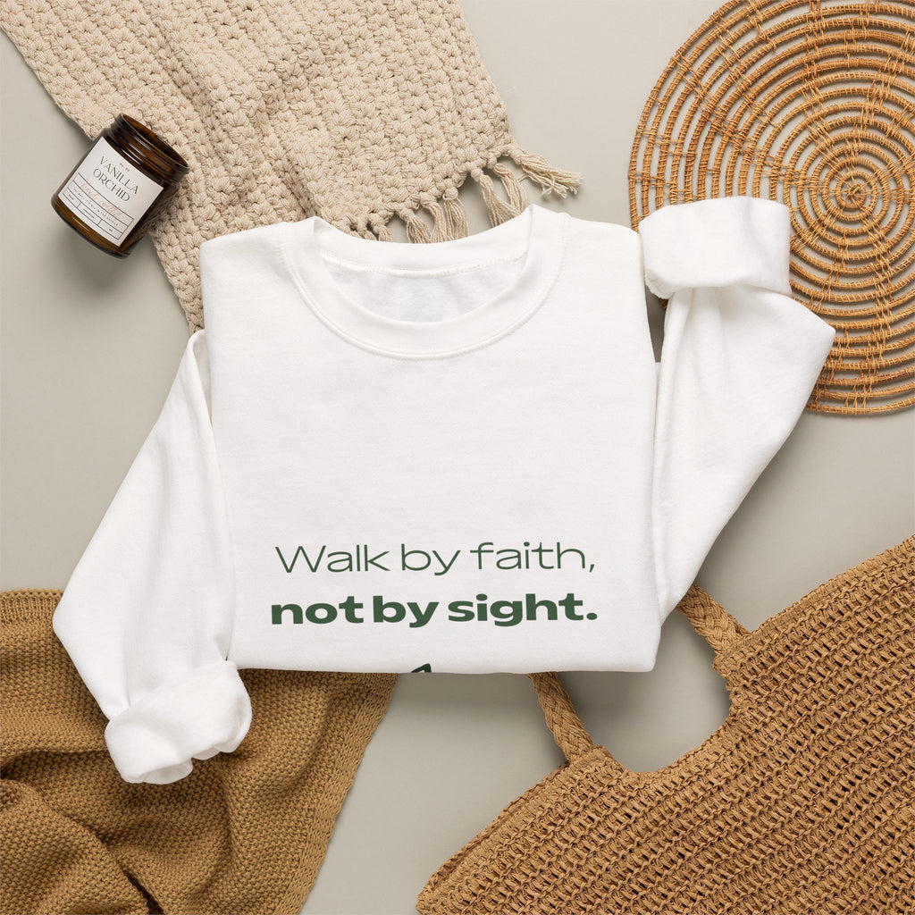 Inspirational Sweatshirt - "Walk by faith, not by sight" Mountain Crewneck