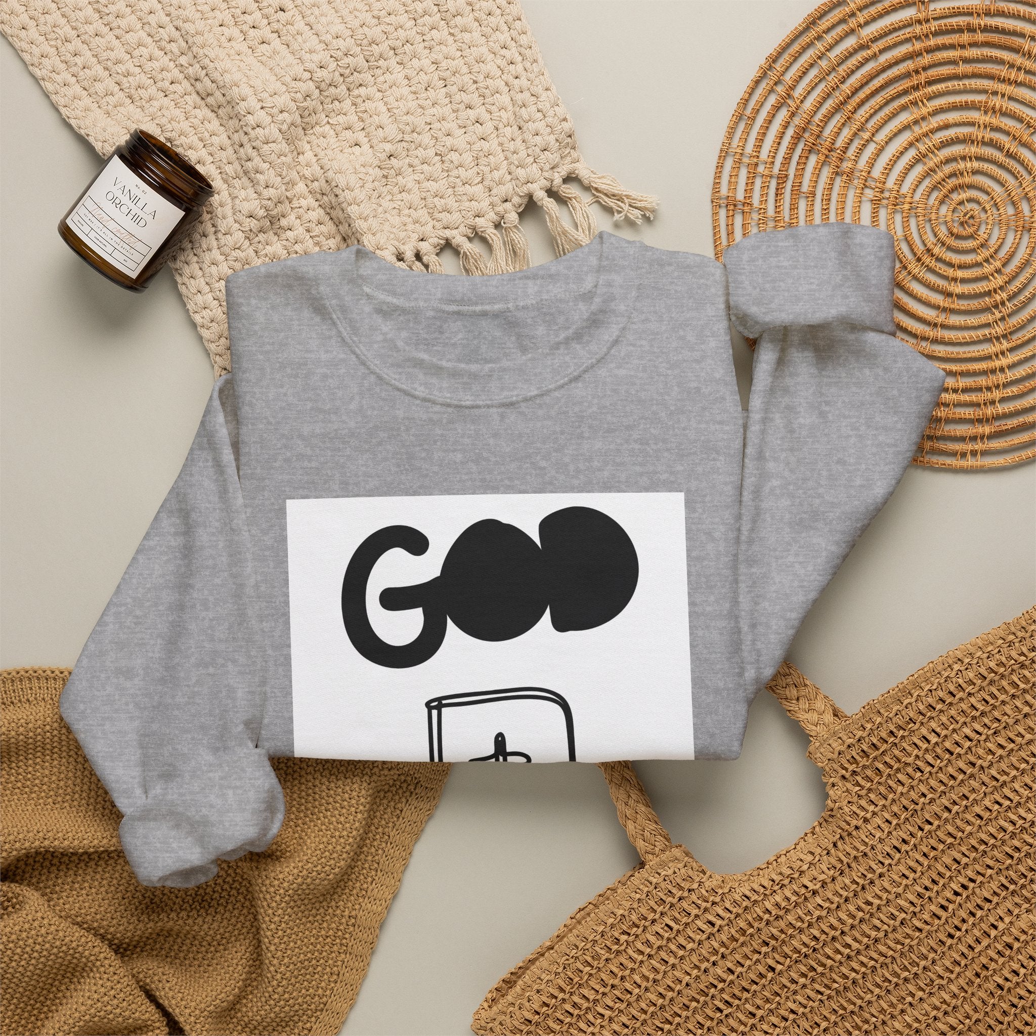 God First Crewneck Sweatshirt - Faith-Based Christian Graphic Pullover