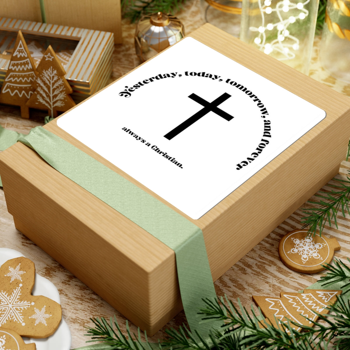 Christian Cross Sticker — "Yesterday, Today, Tomorrow, and Forever" Faith Vinyl Kiss-Cut