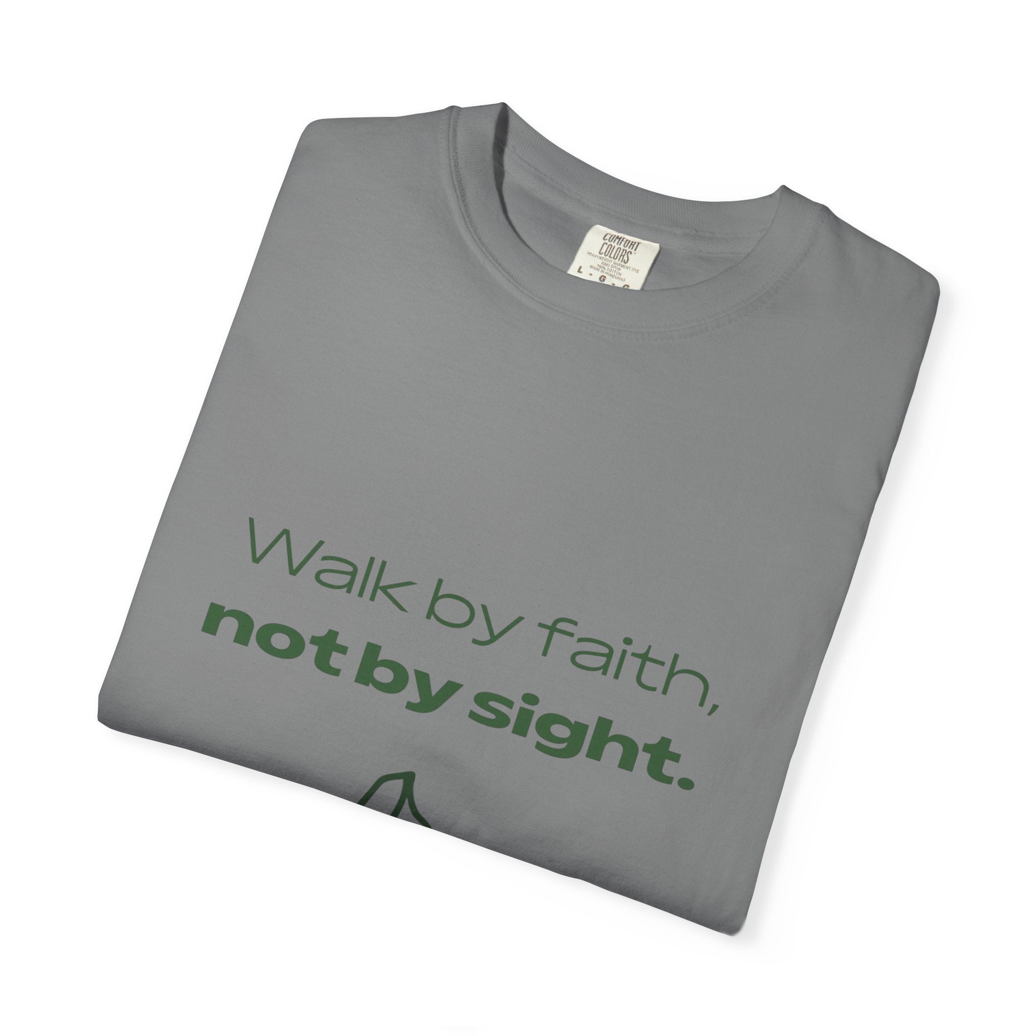 Faith Hiking T-Shirt — "Walk by faith, not by sight." Mountain Graphic