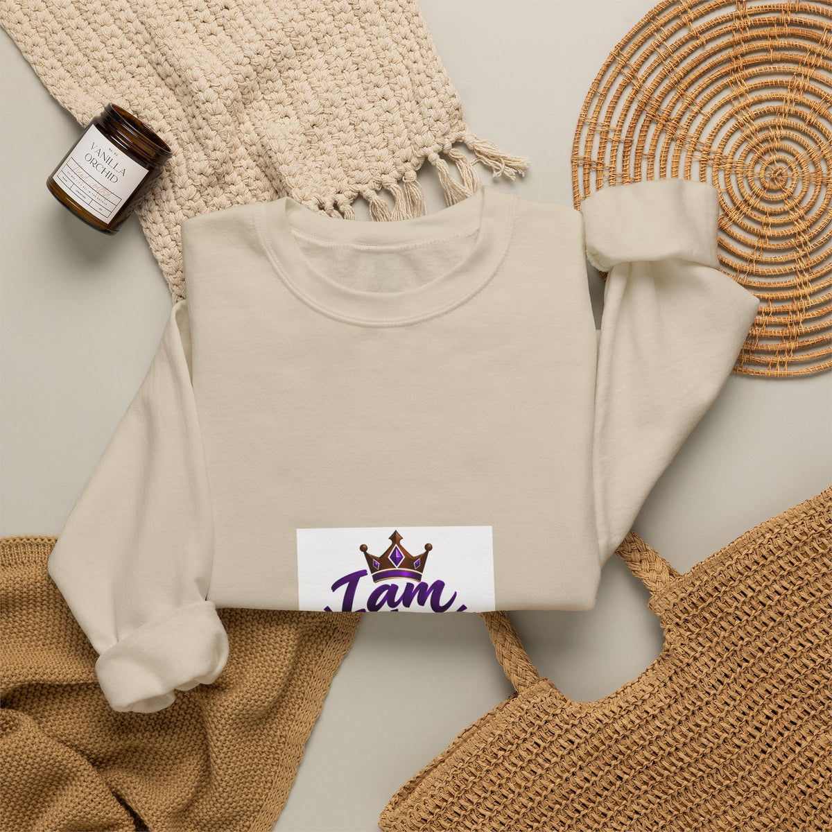 I Am the Joseph Crewneck Sweatshirt — King Crown Inspirational Graphic Sweatshirt