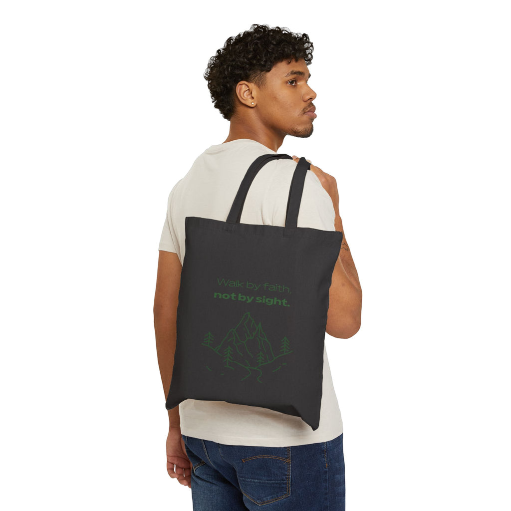 Faith Mountain Tote — "Walk by faith, not by sight" Canvas Bag