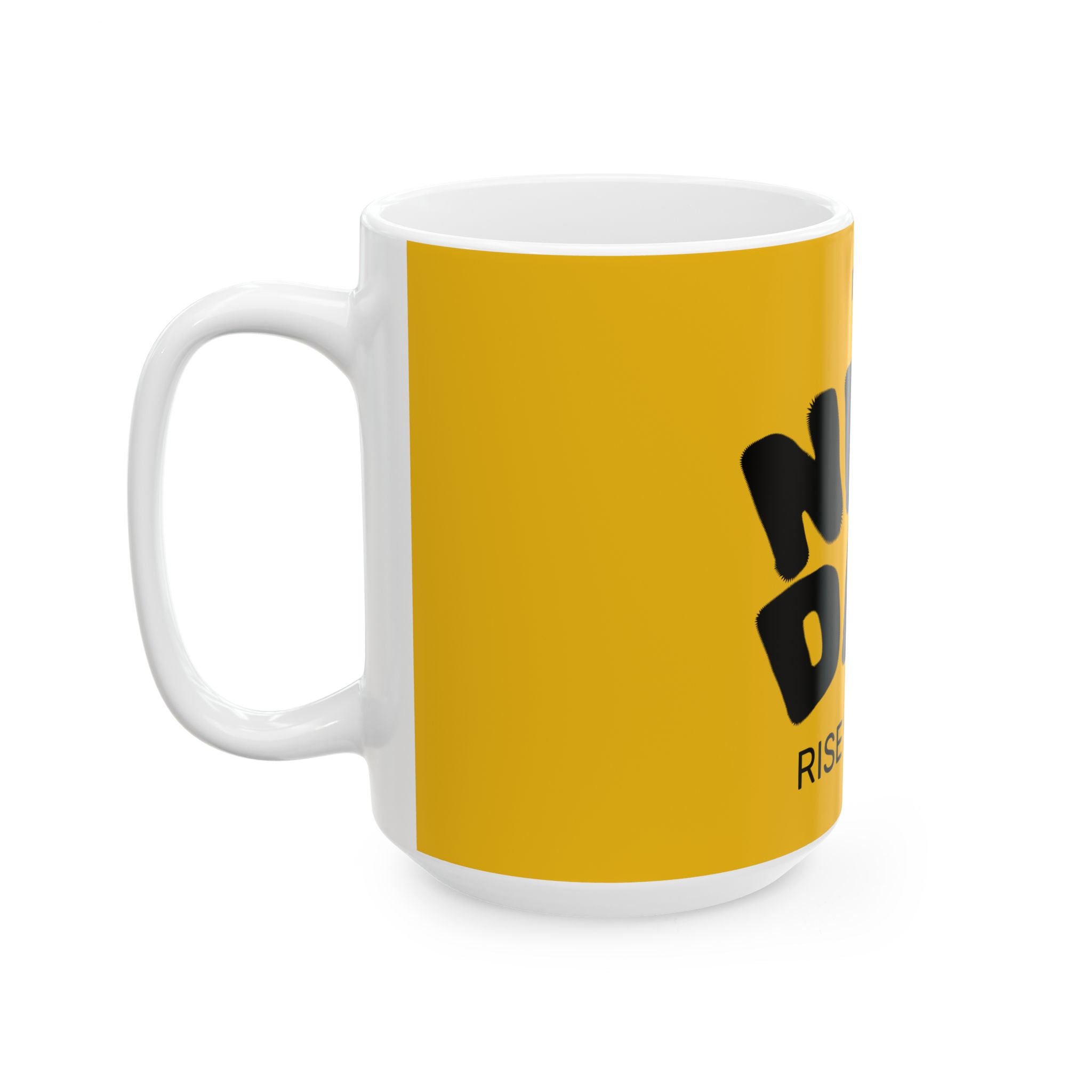 New Day Coffee Mug – "Rise N' Shine" Yellow Ceramic Mug (11oz, 15oz)