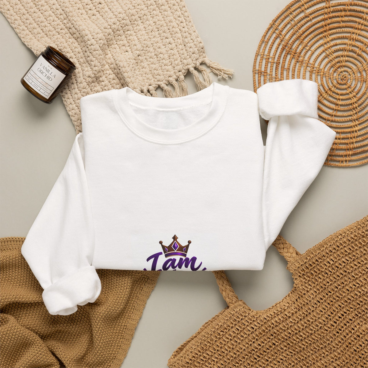 I Am the Joseph Crewneck Sweatshirt — King Crown Inspirational Graphic Sweatshirt