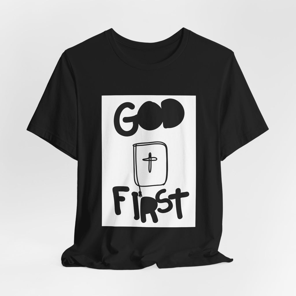 God First Tee — Inspirational Christian Shirt with Bible Cross Graphic
