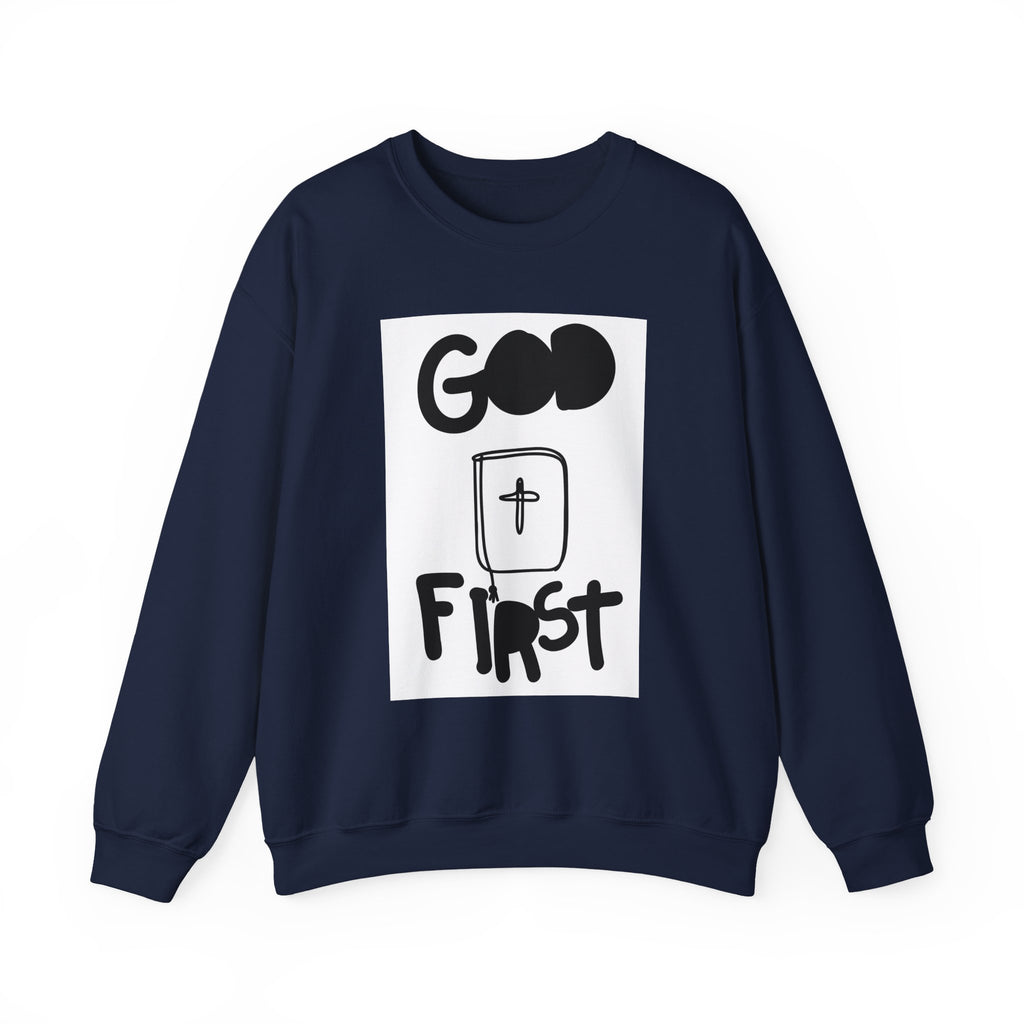God First Crewneck Sweatshirt - Faith-Based Christian Graphic Pullover