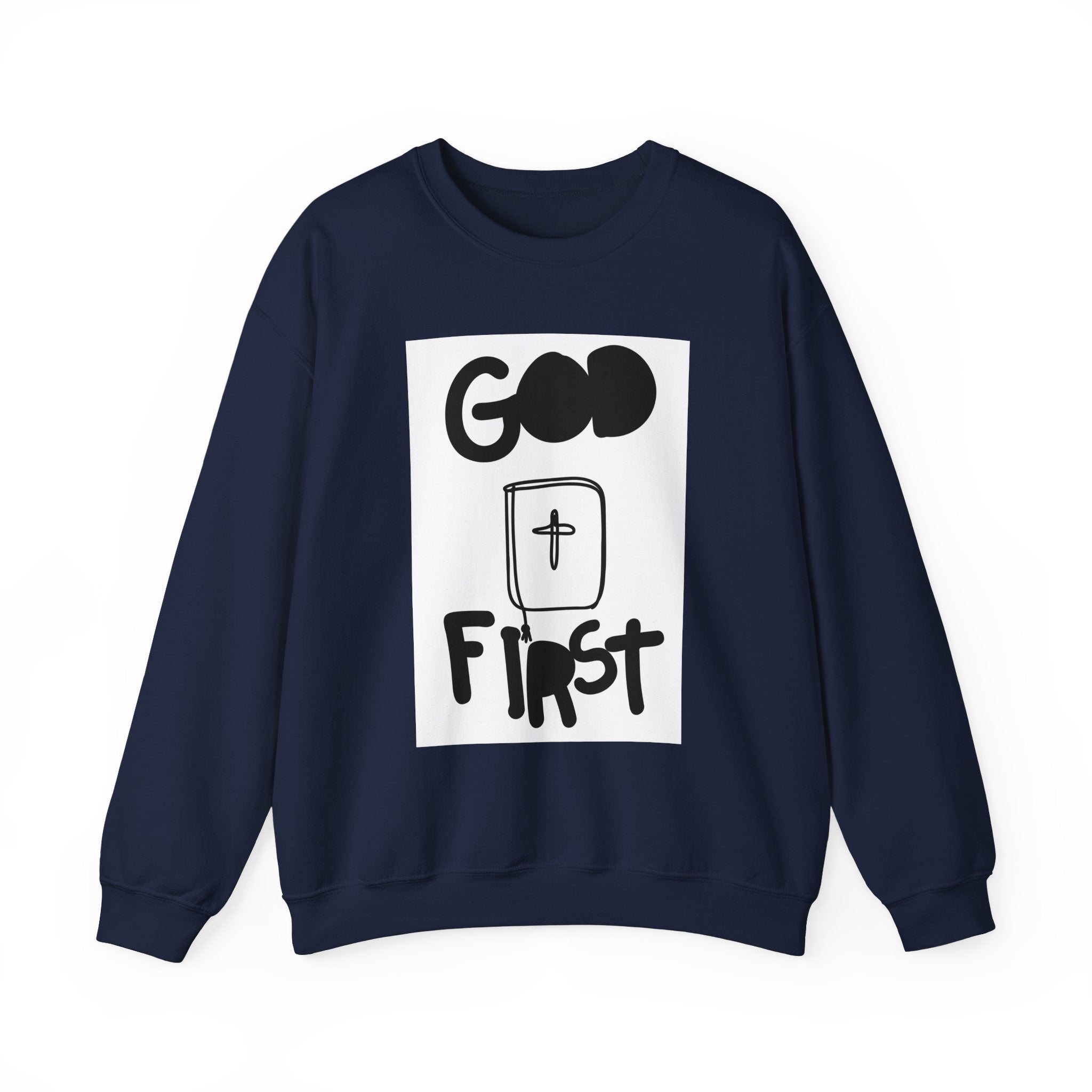 God First Crewneck Sweatshirt - Faith-Based Christian Graphic Pullover