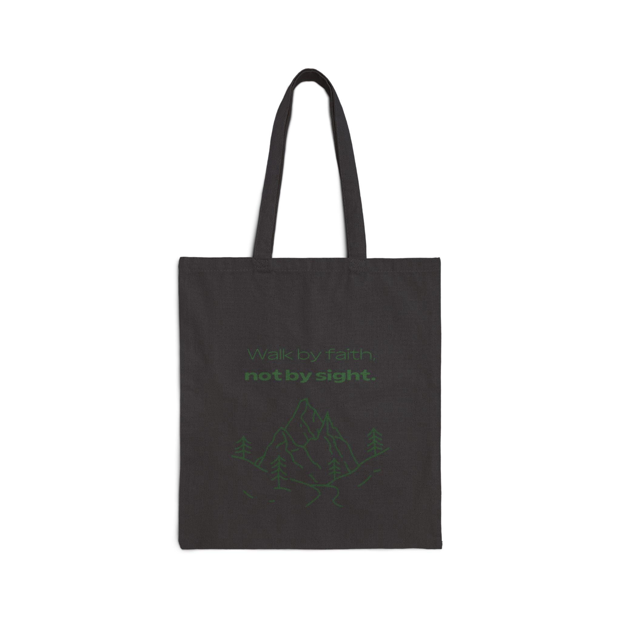 Faith Mountain Tote — "Walk by faith, not by sight" Canvas Bag