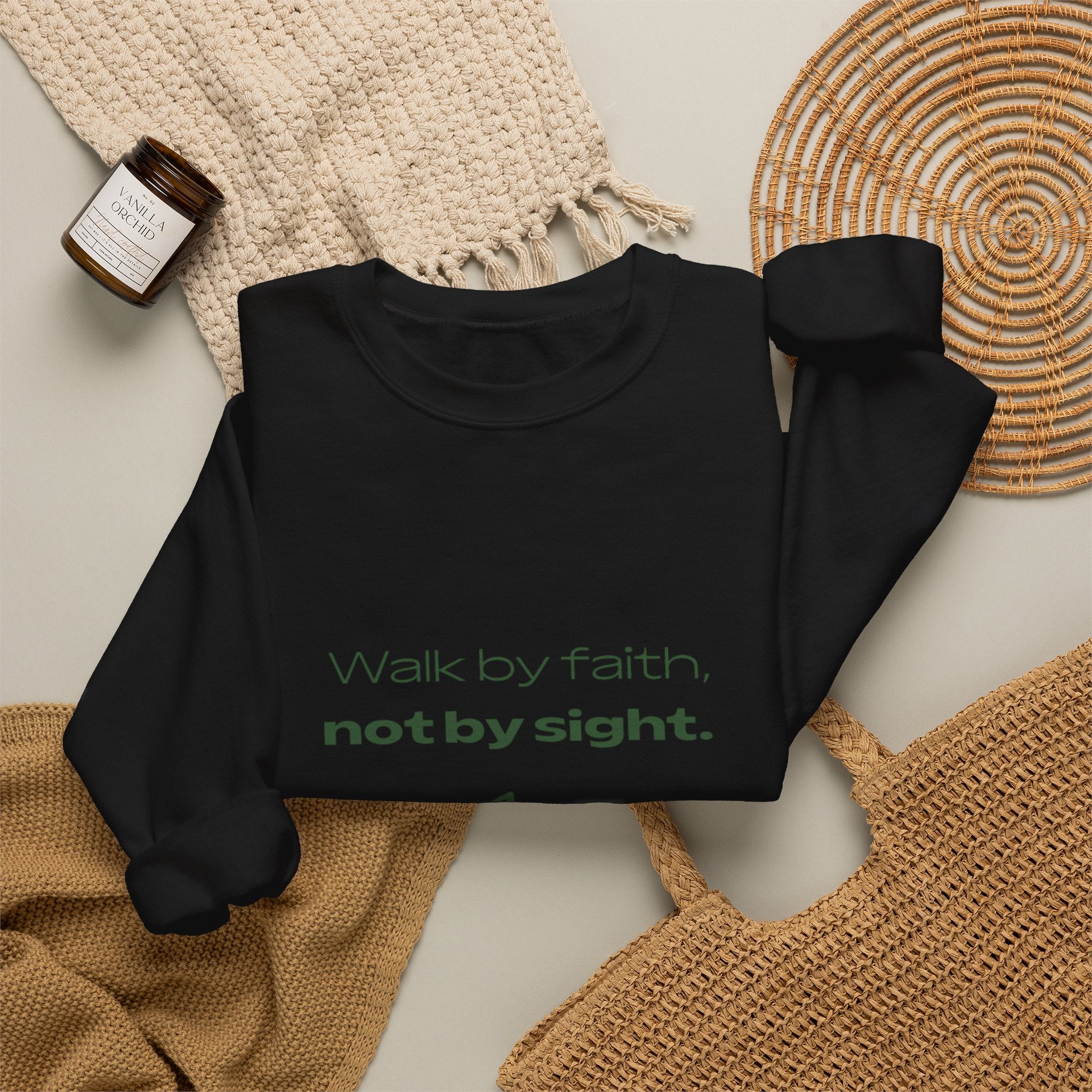 Inspirational Sweatshirt - "Walk by faith, not by sight" Mountain Crewneck