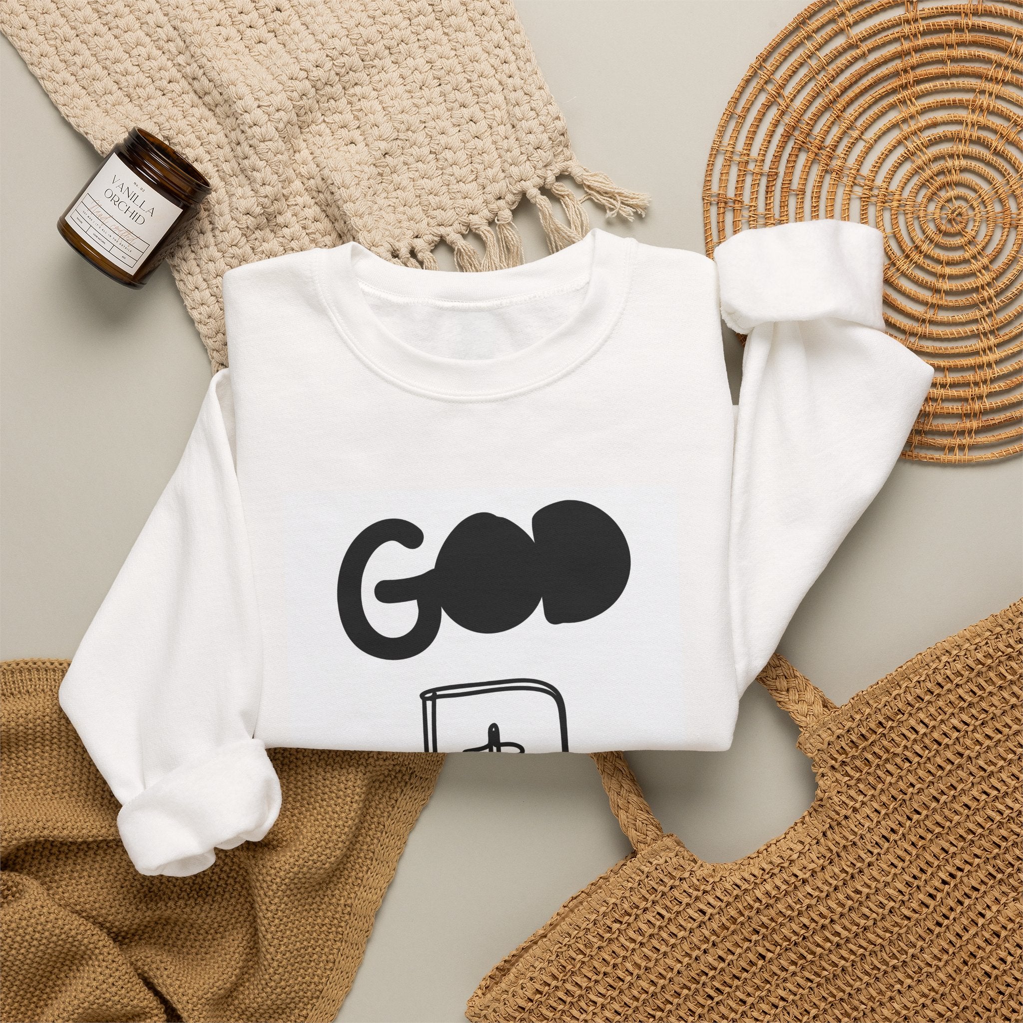 God First Crewneck Sweatshirt - Faith-Based Christian Graphic Pullover