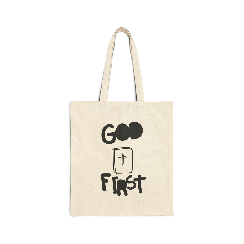 Faith 'God First' Canvas Tote Bag — Christian Grocery & Church Book Bag