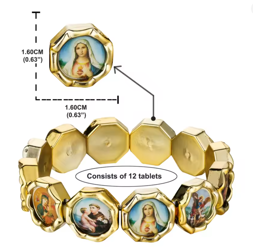 Holy Family Jesus & Virgin Mary Bangle Bracelet | Catholic Jewelry