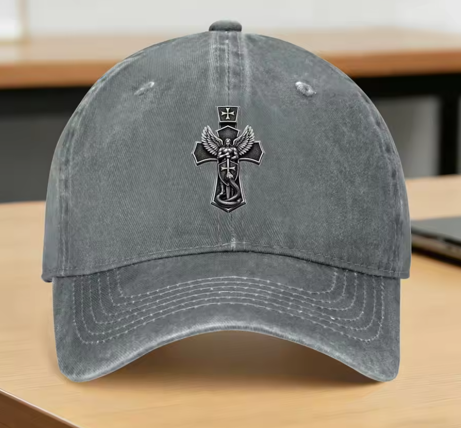Saint Michael Crushing Serpent Cross Christian Baseball Cap – Trucker Hat Street Style Sun-Proof Cap