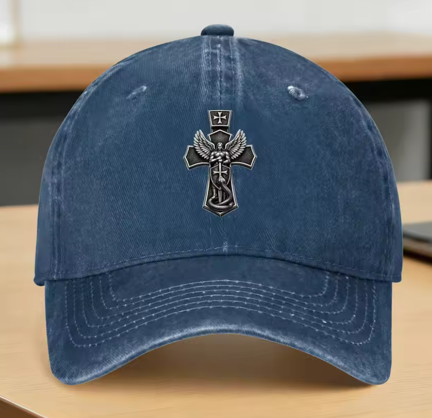 Saint Michael Crushing Serpent Cross Christian Baseball Cap – Trucker Hat Street Style Sun-Proof Cap