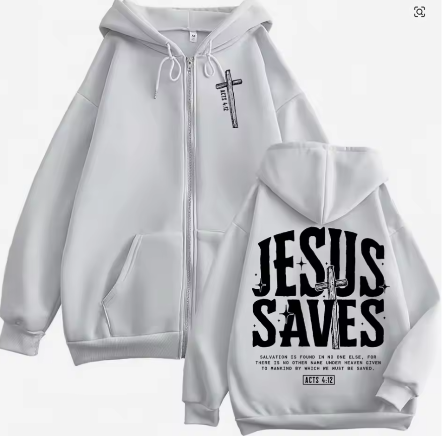 Jesus Christian Bible Verse Zipper Hoodie for Men & Women – Faith-Based Zip Up Sweatshirt, Inspirational Scripture Fleece Hoodie, Religious Christian Apparel
