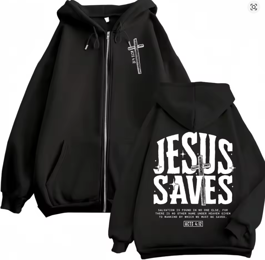 Jesus Christian Bible Verse Zipper Hoodie for Men & Women – Faith-Based Zip Up Sweatshirt, Inspirational Scripture Fleece Hoodie, Religious Christian Apparel