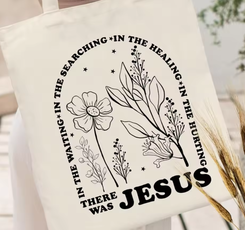 Christian Canvas Tote Bag – Faith-Inspired Bible Verse Book Tote for Church, Christian Gift for Women