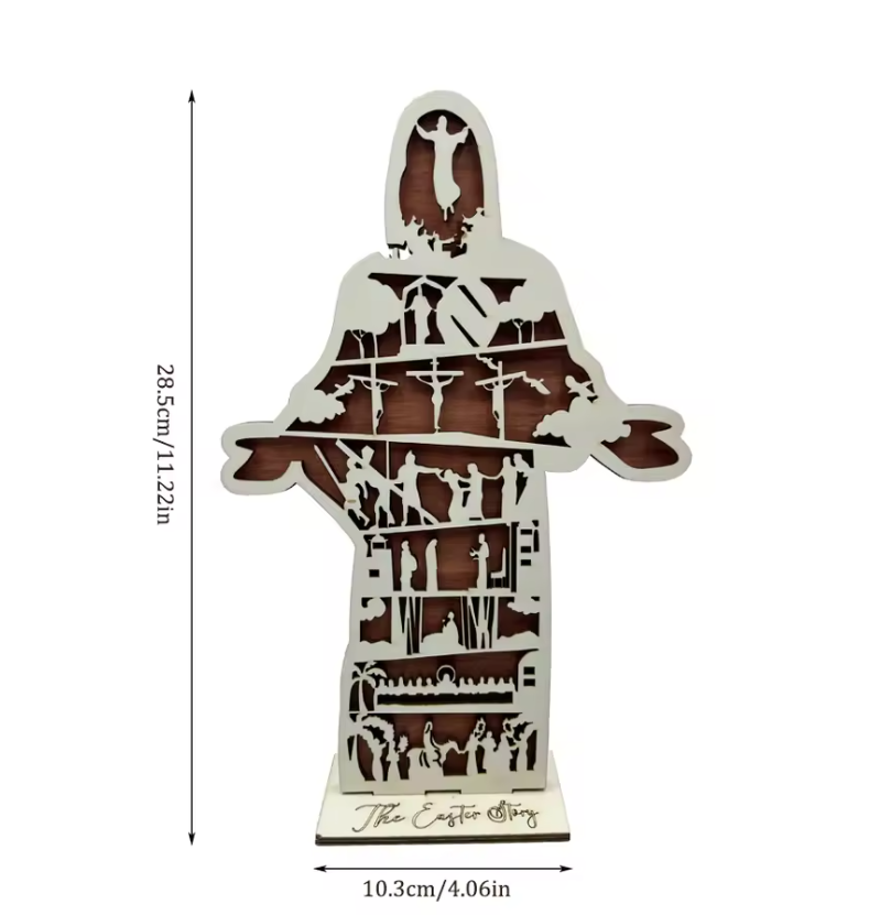 Religious Easter Home Decor – He Is Risen Jesus Christ Sign | The Easter Story Christian Shelf Sitter Decoration | Faith-Based Easter Decor for Home