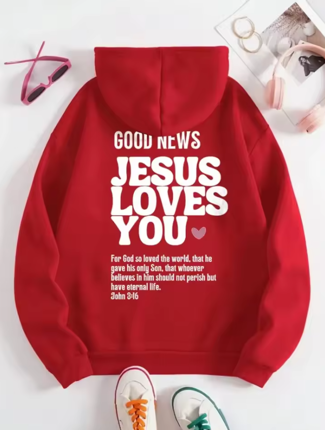 Jesus Christian Jesus Loves You Quote Hoodie – Faith-Based Zip Up Sweatshirt